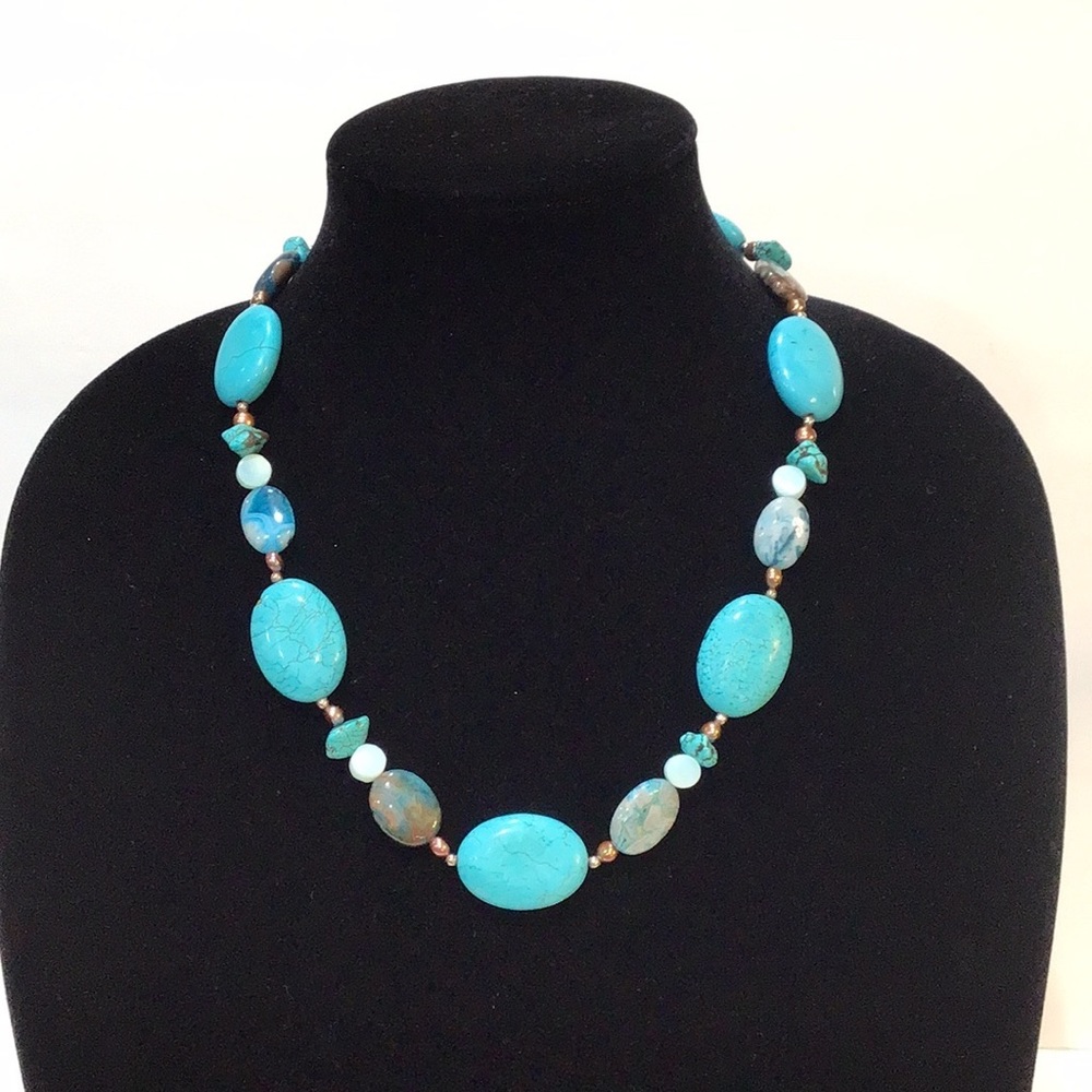Donna Dressler sterling, turquoise & more statement necklace